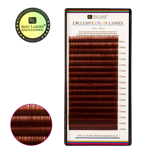 Tmavě vínové řasy mix délek C, 0,20 X 9-14 mm - 16 řad