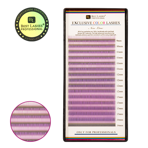 Pastelové řasy mix délek C, 0,20 X 9-14 mm - Lilac