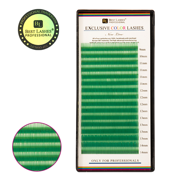 Pastelové řasy mix délek C, 0,20 X 9-14 mm - Emerald