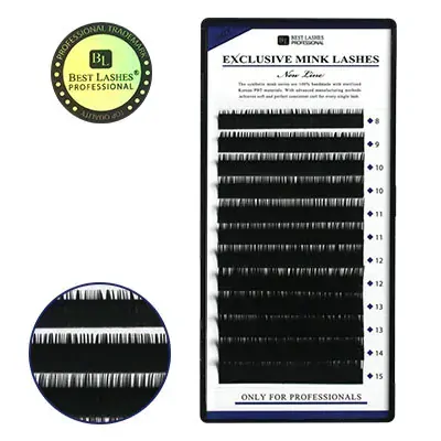 Exkluzivní norkové řasy mix délek C, 0,15 X 8-15mm - 12 řad