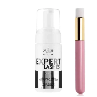 Čistící pěna expert lashes 100 ml + odličovací štetec růžový